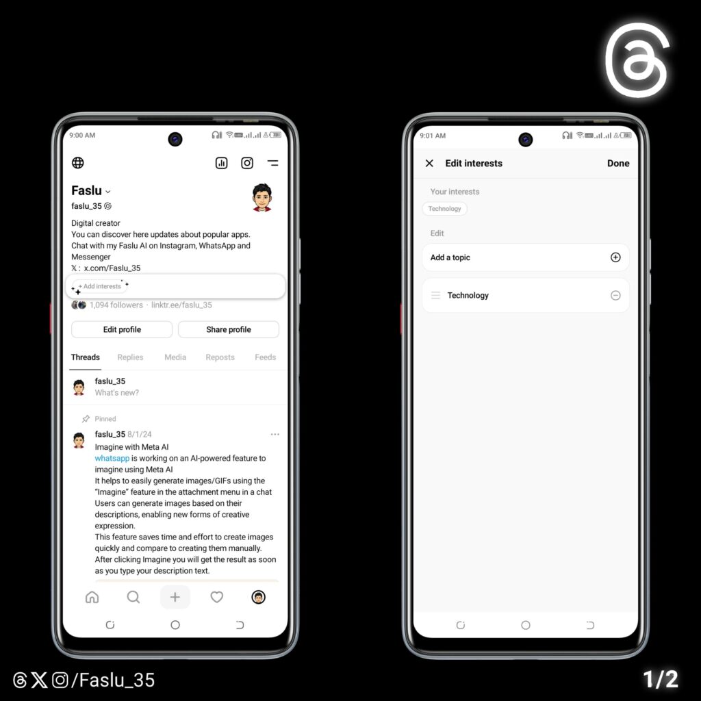 threads interests feature