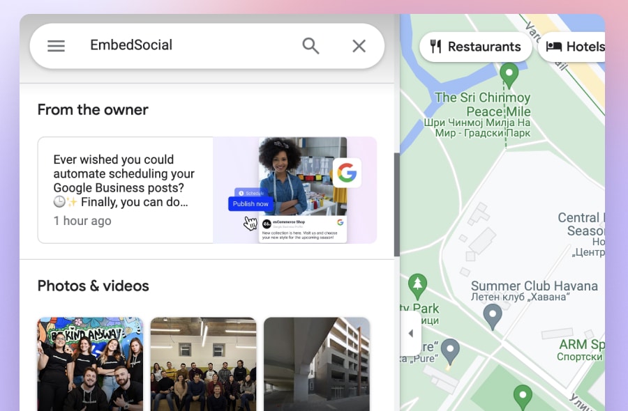 Google posts in Maps