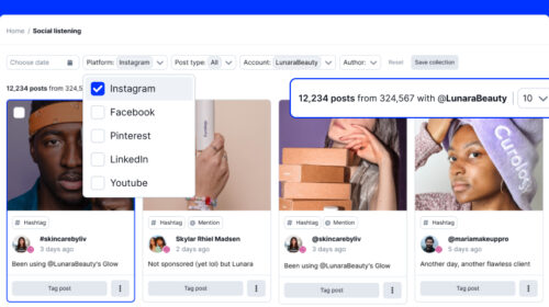 Social media listening grid